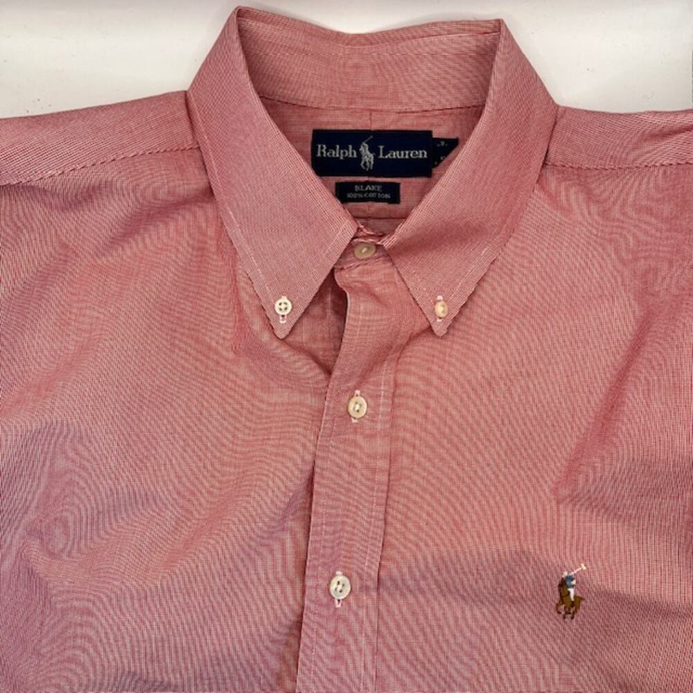 Polo Ralph Lauren Blake Button Down Dress Shirt Mens XL Red Check Flesh Pony